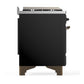 Ilve UM60FSNR3BKB Ilve Um60Fsnr3Bkb Majestic Iii 60 Inch Dual Fuel Range With 7 Burners, Griddle And French Top, Dual Function Burner With Up To 25,000 Btu (Natural Gas, Triple Glass Door, Glossy Black, Burnished)