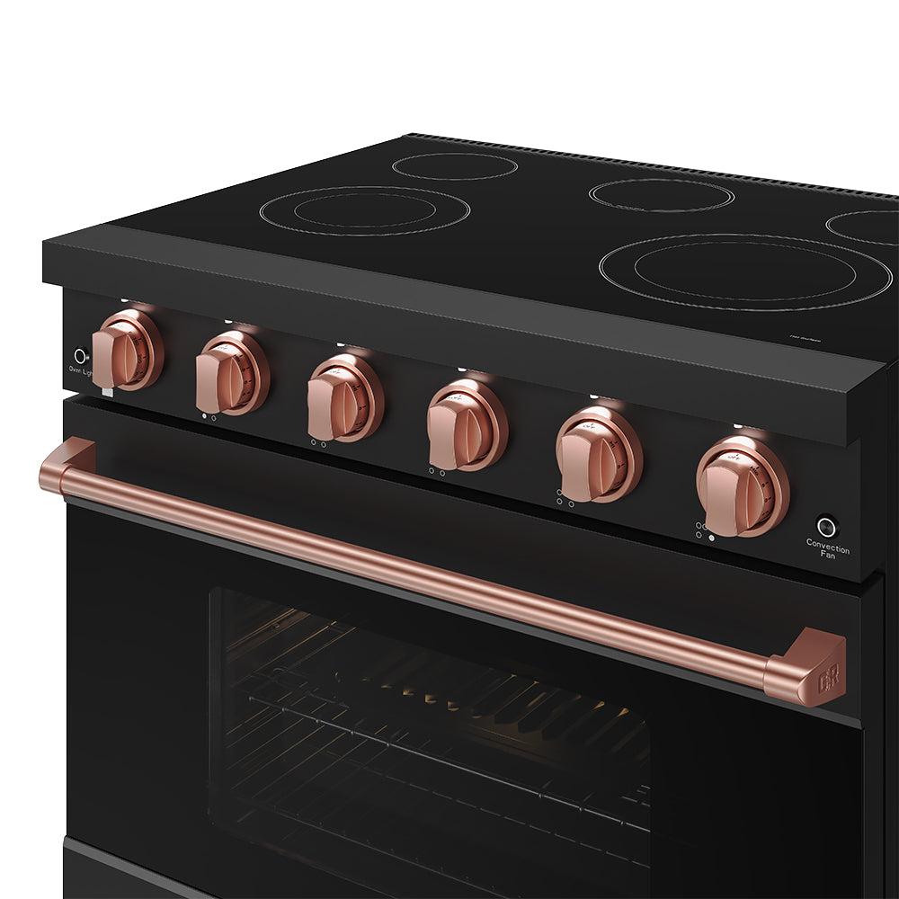 Thor Kitchen RSE36PBRSG 36 Inch Professional Electric Range In Black/Rose Gold Gordon Ramsay Series