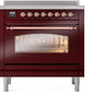 Ilve UPI366NMPBUP Nostalgie Ii 36 Inch Electric Freestanding Range In Burgundy With Copper Trim