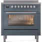 Ilve UPI366WMPBG Professional Plus Ii 36 Inch Electric Freestanding Range In Blue Grey With Trim