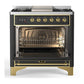 Ilve UM36FNR3MGGLP Ilve Um36Fnr3Mgglp Majestic Iii 36 Inch Dual Fuel Range With 6 Black Brass Burners And Griddle, Dual Function Burner Up To 25,000 Btu (Triple Glass Door, Graphite Matte, Brass, Liquid Propane)