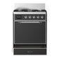 Ilve UM30QNR3MGCLP Ilve Um30Qnr3Mgclp Majestic Iii 30 Inch Dual Fuel Range With 5 Black Brass Burners, Dual Function Burner Up To 25,000 Btu (Liquid Propane, Solid Door, Graphite Matte, Chrome)