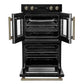 Forno FBOEL134030BLK Forno Asti 30-Inch Double Electric Wall Oven With Upper French Doors In Black & Antique Brass, 7.36 Cu. Ft. Dual True Convection, 7,200W, Air Fry, Sous Vide, Self-Clean