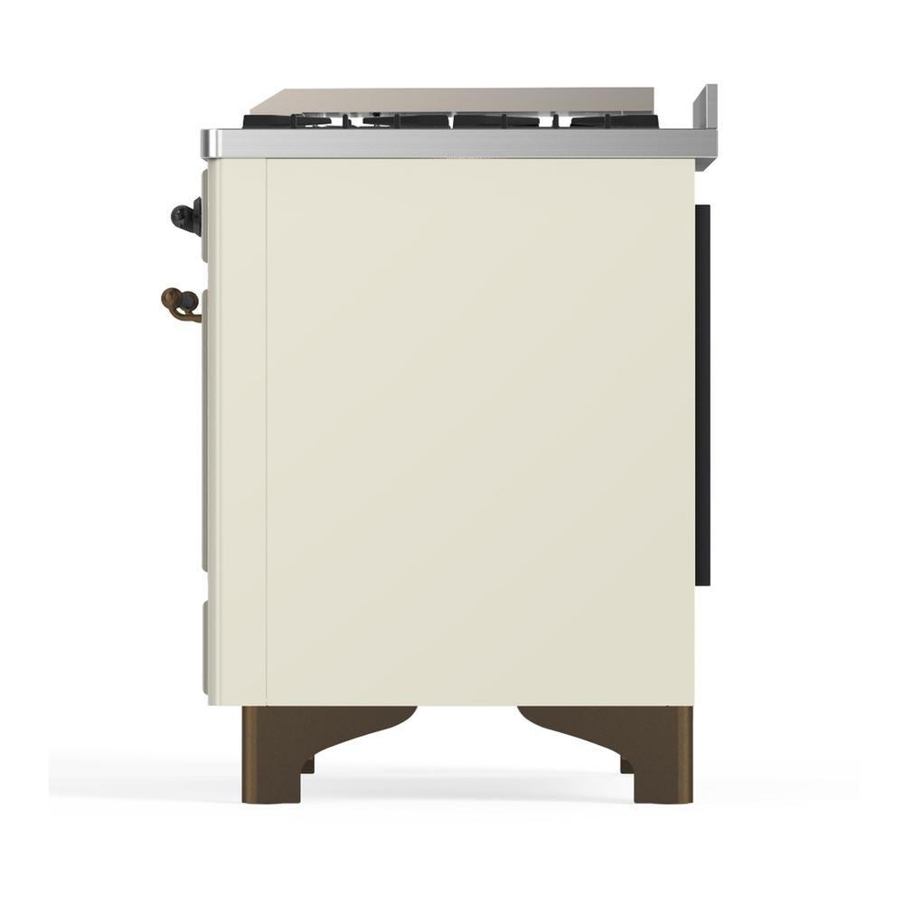 Ilve UM48FNR3AWBLP Ilve Um48Fnr3Awblp Majestic Iii 48 Inch Dual Fuel Range With 8 Burners And Griddle, Dual Function Burner Up To 25,000 Btu (Liquid Propane, Triple Glass Door, Antique White, Burnished)