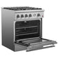 Forno FFSGS627730 Marco 30-Inch Gas Range Stainless Steel, 4 Burners 37,000 Btu, 4.32 Cu.Ft. Convection Oven