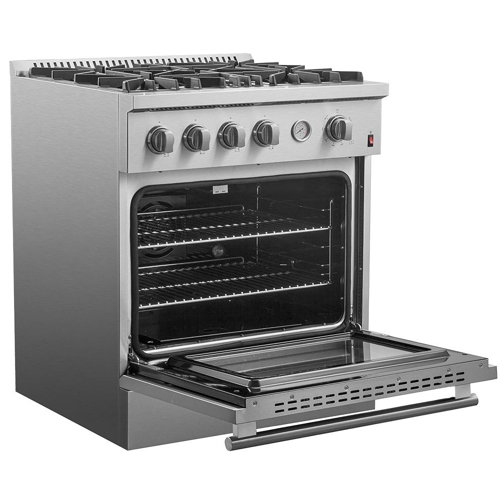 Forno FFSGS627730 Marco 30-Inch Gas Range Stainless Steel, 4 Burners 37,000 Btu, 4.32 Cu.Ft. Convection Oven