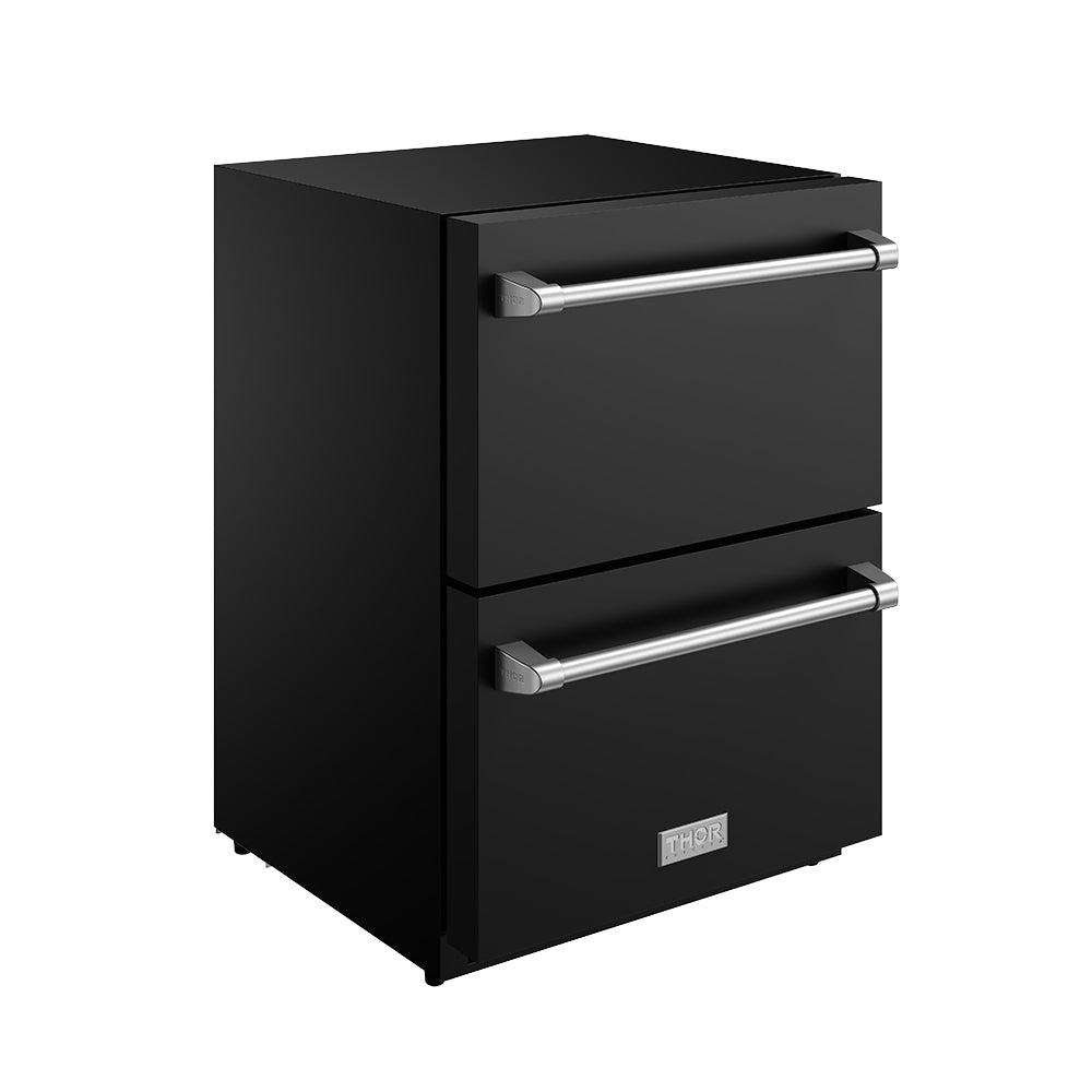 Thor Kitchen RZ24UBSS 24 Inch Undercounter Built-In / Freestanding Drawer Freezer - Black/Stainless Steel Gordon Ramsay Series