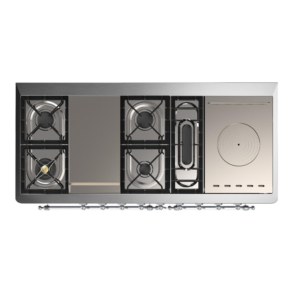 Ilve UM60FSNR3BUC Ilve Um60Fsnr3Buc Majestic Iii 60 Inch Dual Fuel Range With 7 Burners, Griddle And French Top, Dual Function Burner With Up To 25,000 Btu (Natural Gas, Triple Glass Door, Burgundy, Chrome)