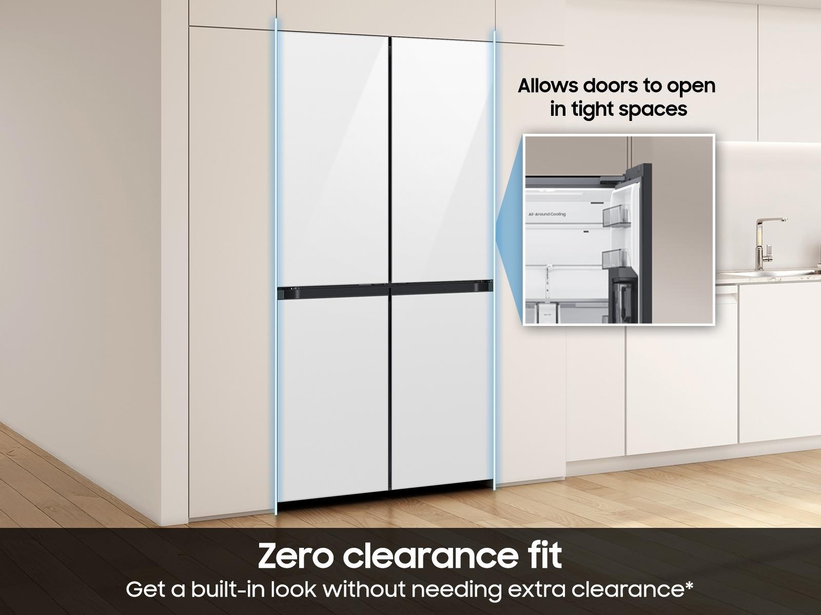 Samsung RM80F22WEW Bespoke 22 Cu. Ft. Counter Depth 4-Door French Door Refrigerator With Zero Clearance Fit & Food Showcase Door In White Glass