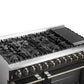Forno FFSGS615648BLK Galiano 48-Inch Dual Fuel Range Black & Antique Brass Design With 8 Sealed Burners 107,000 Btu, 6.58 Cu. Ft. Double Ovens & Griddle