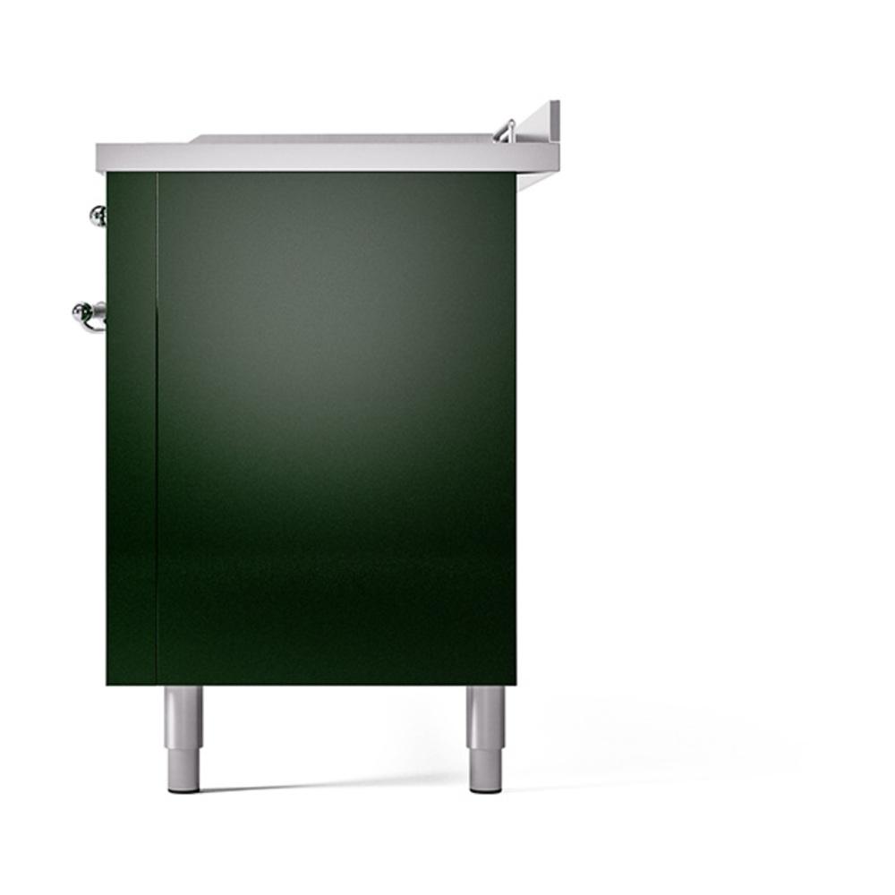 Ilve UN60FSQNMPEGC Ilve Un60Fsqnmpegc Nostalgie Ii Noblesse 60" Dual Fuel Range (7 Sealed Burners + Griddle + French Top, Natural Gas, Solid Door, Emerald Green, Chrome)