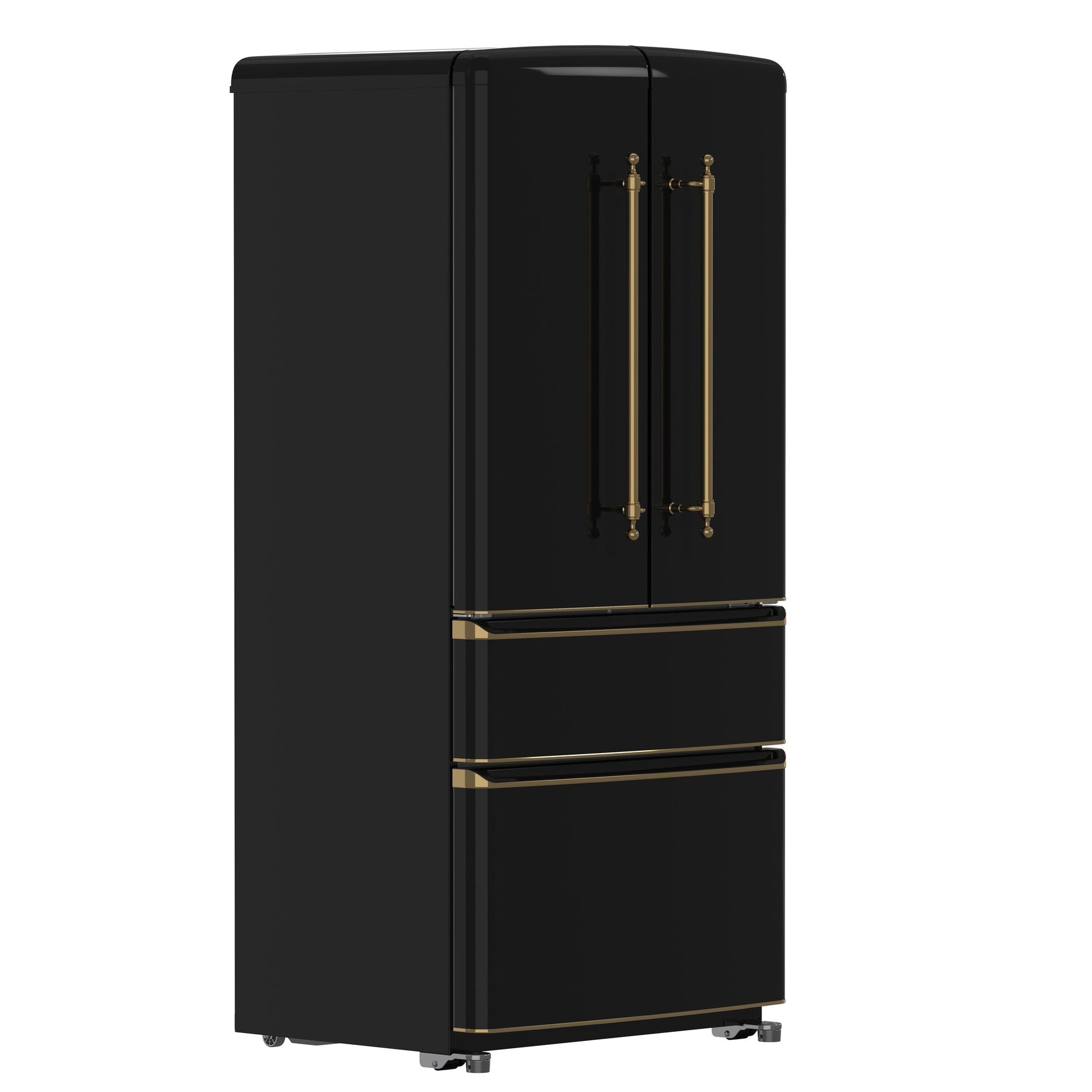 Forno FFFFD179133BLK Forno Luigi 33-Inch French Door Refrigerator, 18 Cu.Ft, Black Finish, Antique Brass Handles, Energy Star Certified