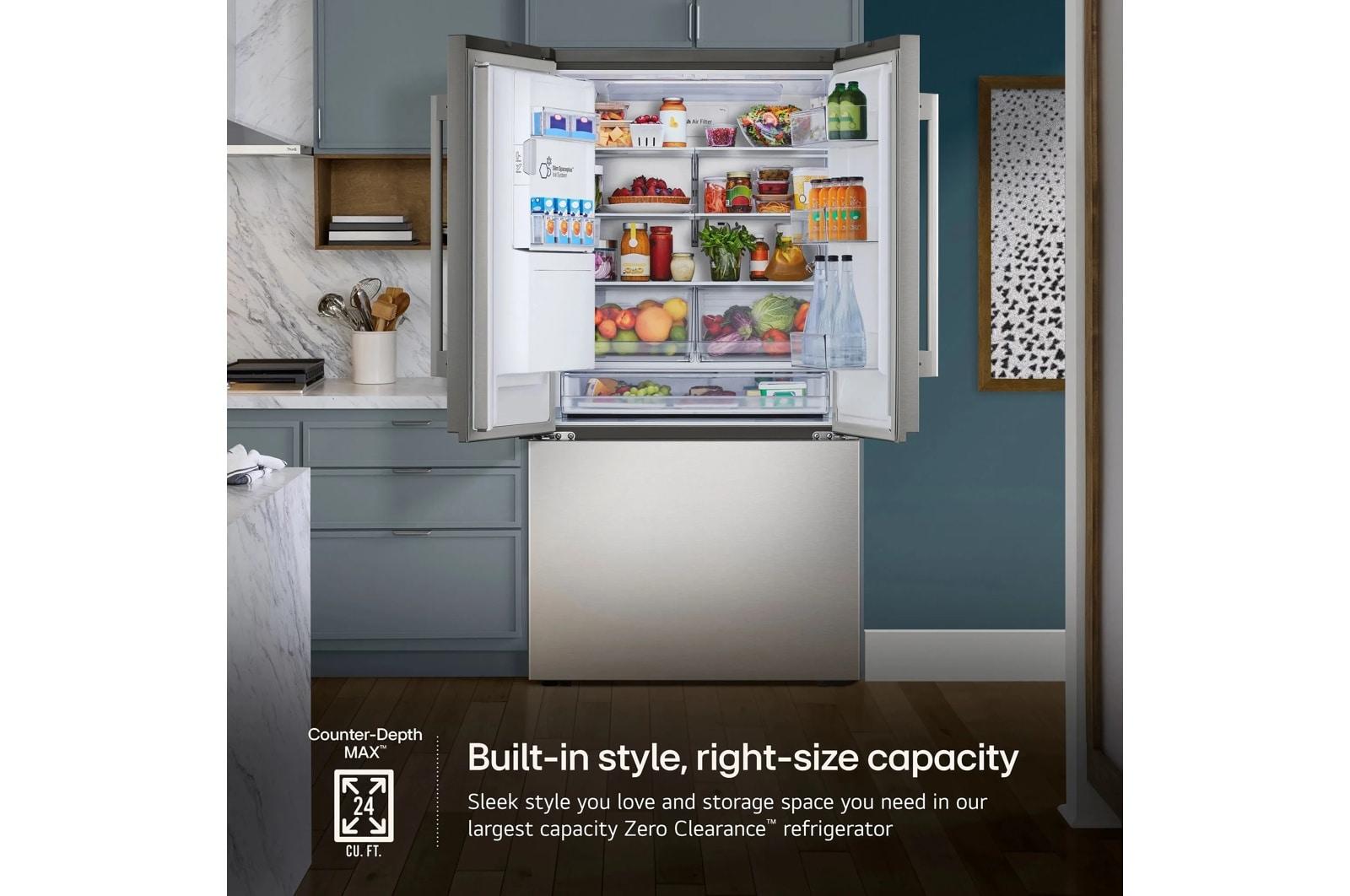 Lg LF24Z6330S 24 Cu. Ft. Counter-Depth Max&#8482; With Zero Clearance&#8482; 3-Door French Door Refrigerator