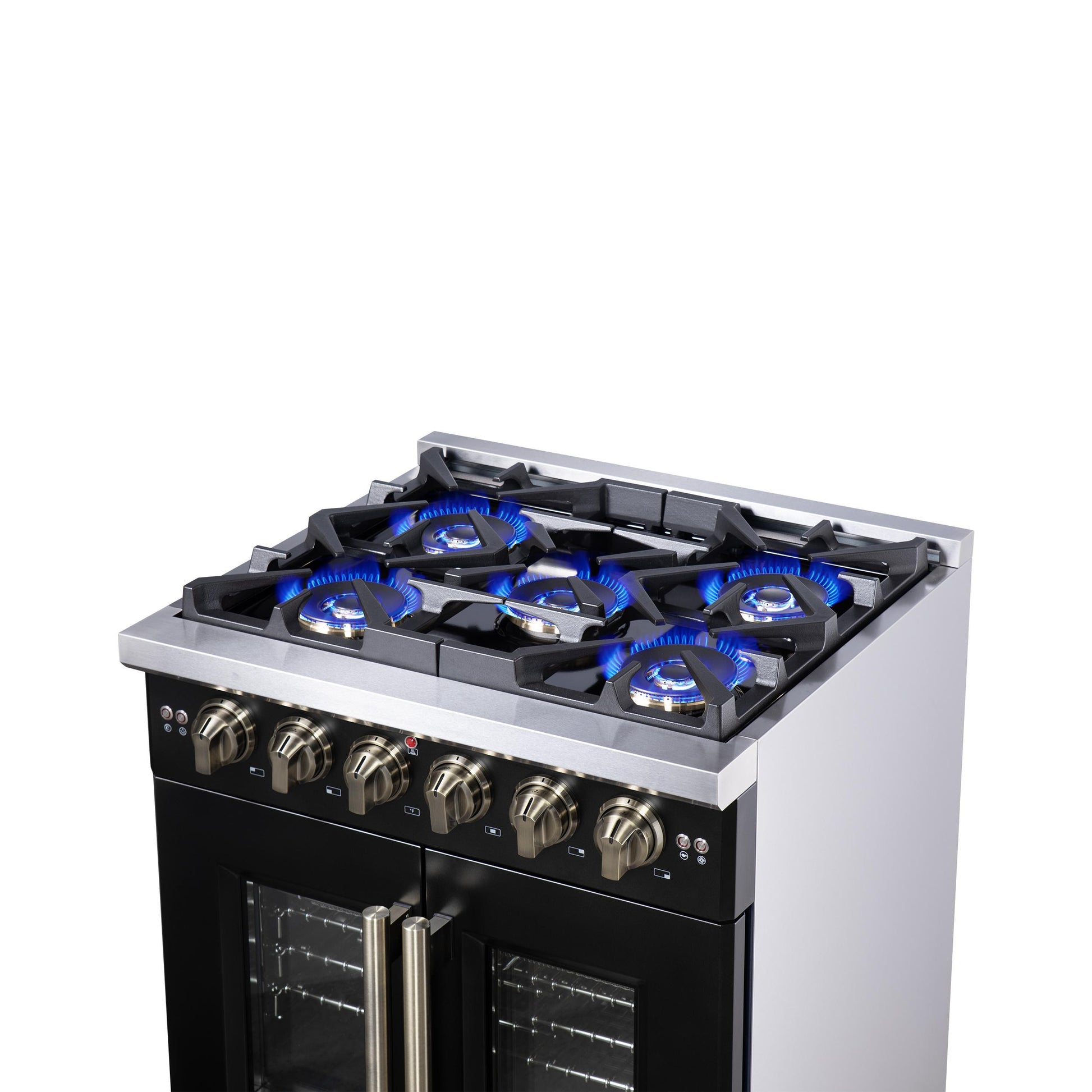Forno FFSGS646030BLK Forno Capriasca 30-Inch Freestanding French Door Gas Range, 4 Burners, Convection Oven, Energy Efficient