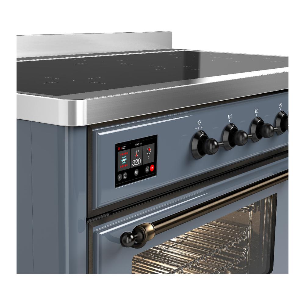 Ilve UMIB48NR3BGB Ilve Umib48Nr3Bgb Majestic Iii 48 Inch Induction Range With 6 Elements, 5.02 Cu. Ft. Total Oven Capacity (Triple Glass Door, Blue Grey, Burnished)