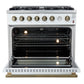 Forno FFSGS627736WHT Marco 36-Inch Gas Range White & Antique Brass Design, 6 Burners 67,000 Btu, 5.36 Cu.Ft. Convection Oven