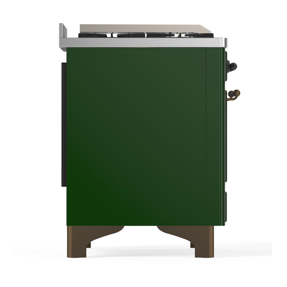 Ilve UM48FNR3EGB Ilve Um48Fnr3Egb Majestic Iii 48 Inch Dual Fuel Range With 8 Burners And Griddle, Dual Function Burner Up To 25,000 Btu (Natural Gas, Triple Glass Door, Emerald Green, Burnished)