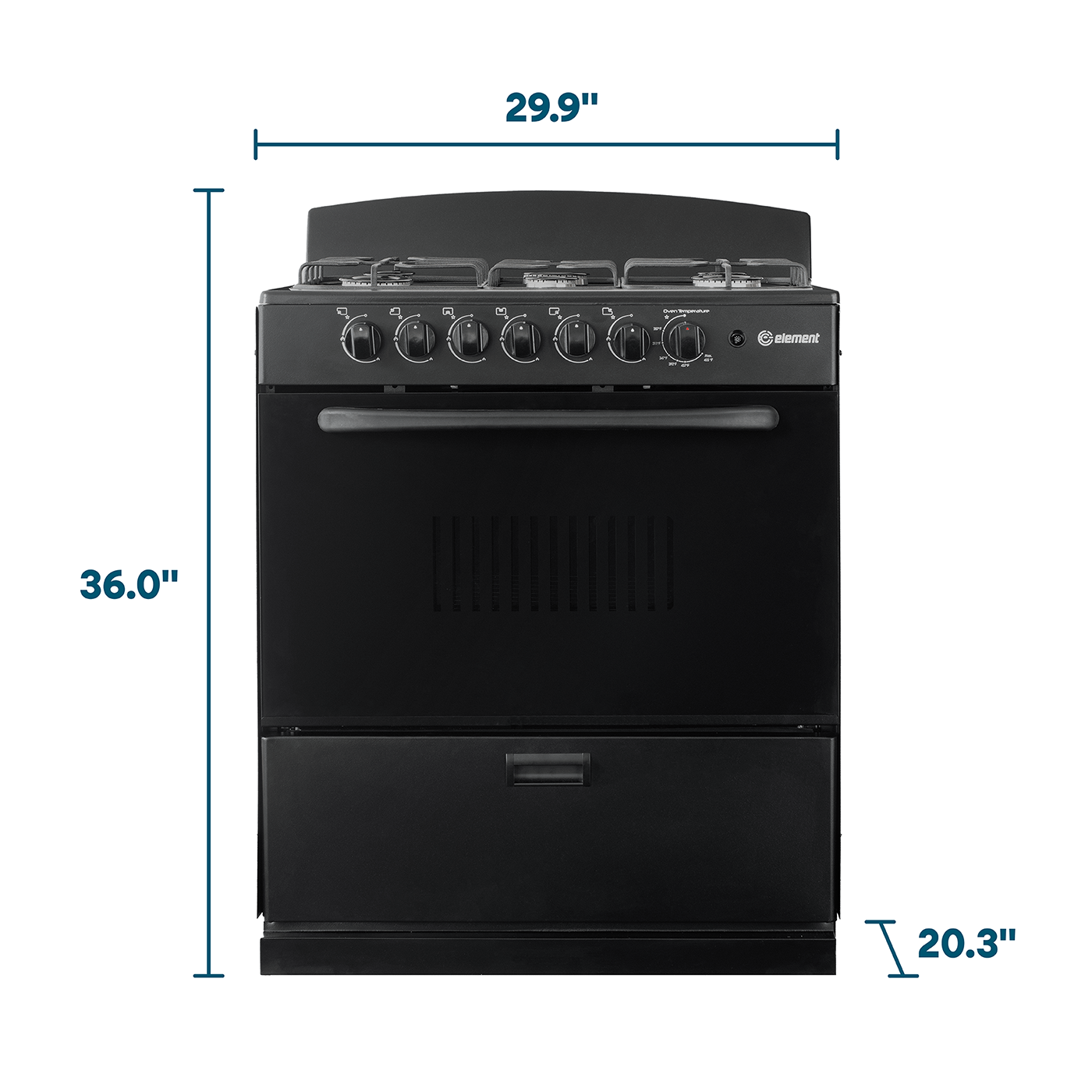 Element Appliance EEGR3A6MCCB Element Electronics 4.0 Cu. Ft. 30", 6-Burner Gas Range (Eegr3A6Mccb)