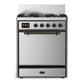 Ilve UM30QNR3SSB Ilve Um30Qnr3Ssb Majestic Iii 30 Inch Dual Fuel Range With 5 Black Brass Burners, Dual Function Burner Up To 25,000 Btu (Natural Gas, Solid Door, Stainless Steel, Burnished)