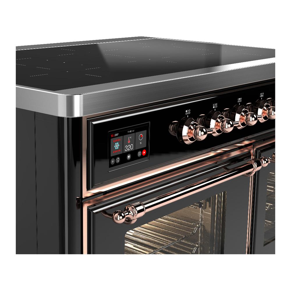 Ilve UMDIB40NR3BKP Ilve Umdib40Nr3Bkp Majestic Iii 40 Inch Induction Range With 6 Elements, 3.82 Cu. Ft. Total Oven Capacity (Triple Glass Door, Glossy Black, Copper)