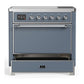 Ilve UMIB36QNR3BGC Ilve Umib36Qnr3Bgc Majestic Iii 36 Inch Induction Range With 6 Elements, 3.5 Cu. Ft. Total Oven Capacity (Solid Door, Blue Grey, Chrome)