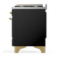 Ilve UM60FNR3BKGLP Ilve Um60Fnr3Bkglp Majestic Iii 60 Inch Dual Fuel Range With 9 Burners And Griddle, Dual Function Burner Up To 25,000 Btu (Liquid Propane, Triple Glass Door, Glossy Black, Brass)