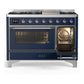 Ilve UM48FNR3MBCLP Ilve Um48Fnr3Mbclp Majestic Iii 48 Inch Dual Fuel Range With 8 Burners And Griddle, Dual Function Burner Up To 25,000 Btu (Liquid Propane, Triple Glass Door, Midnight Blue, Chrome)