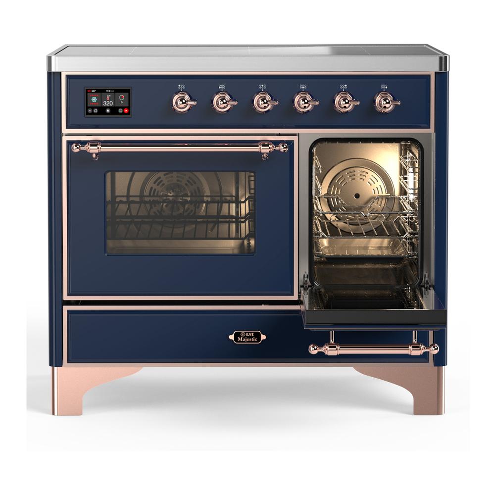 Ilve UMDIB40NR3MBP Ilve Umdib40Nr3Mbp Majestic Iii 40 Inch Induction Range With 6 Elements, 3.82 Cu. Ft. Total Oven Capacity (Triple Glass Door, Midnight Blue, Copper)