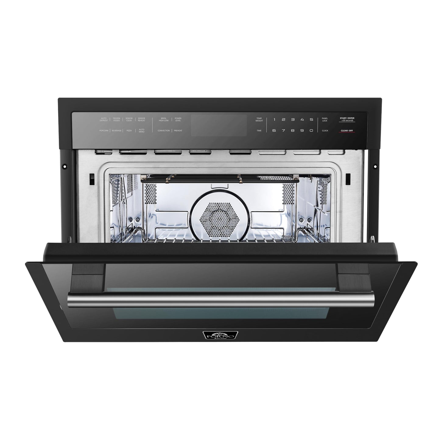 Forno FMWDR309324BLK Forno Oliena Espresso Black 24-Inch Built-In Microwave And Convection Oven Combo, 1.6 Cu.Ft, 1750W Convection, 1000W Microwave, Stainless Steel Interior, Glass Touch Controls, Sensor Cooking