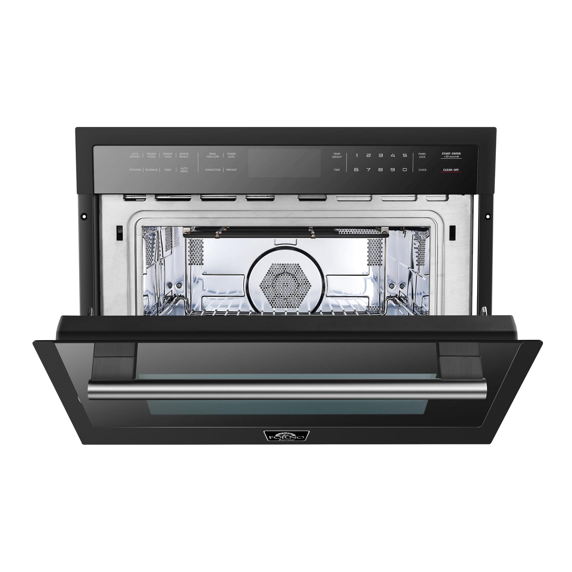 Forno FMWDR309324BLK Forno Oliena Espresso Black 24-Inch Built-In Microwave And Convection Oven Combo, 1.6 Cu.Ft, 1750W Convection, 1000W Microwave, Stainless Steel Interior, Glass Touch Controls, Sensor Cooking