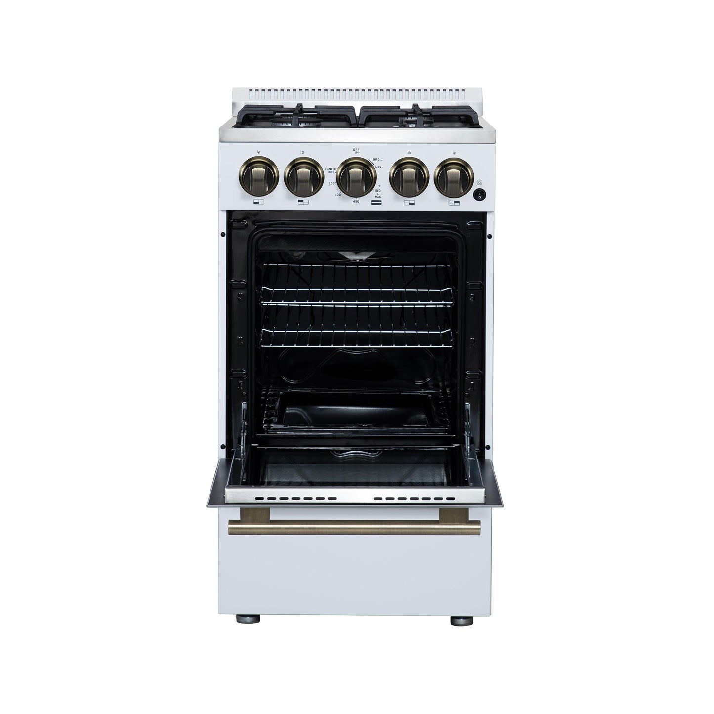 Forno FFSGS626520WHT Forno Lamazze 20 Inch Freestanding Gas Range In White, Compact Design