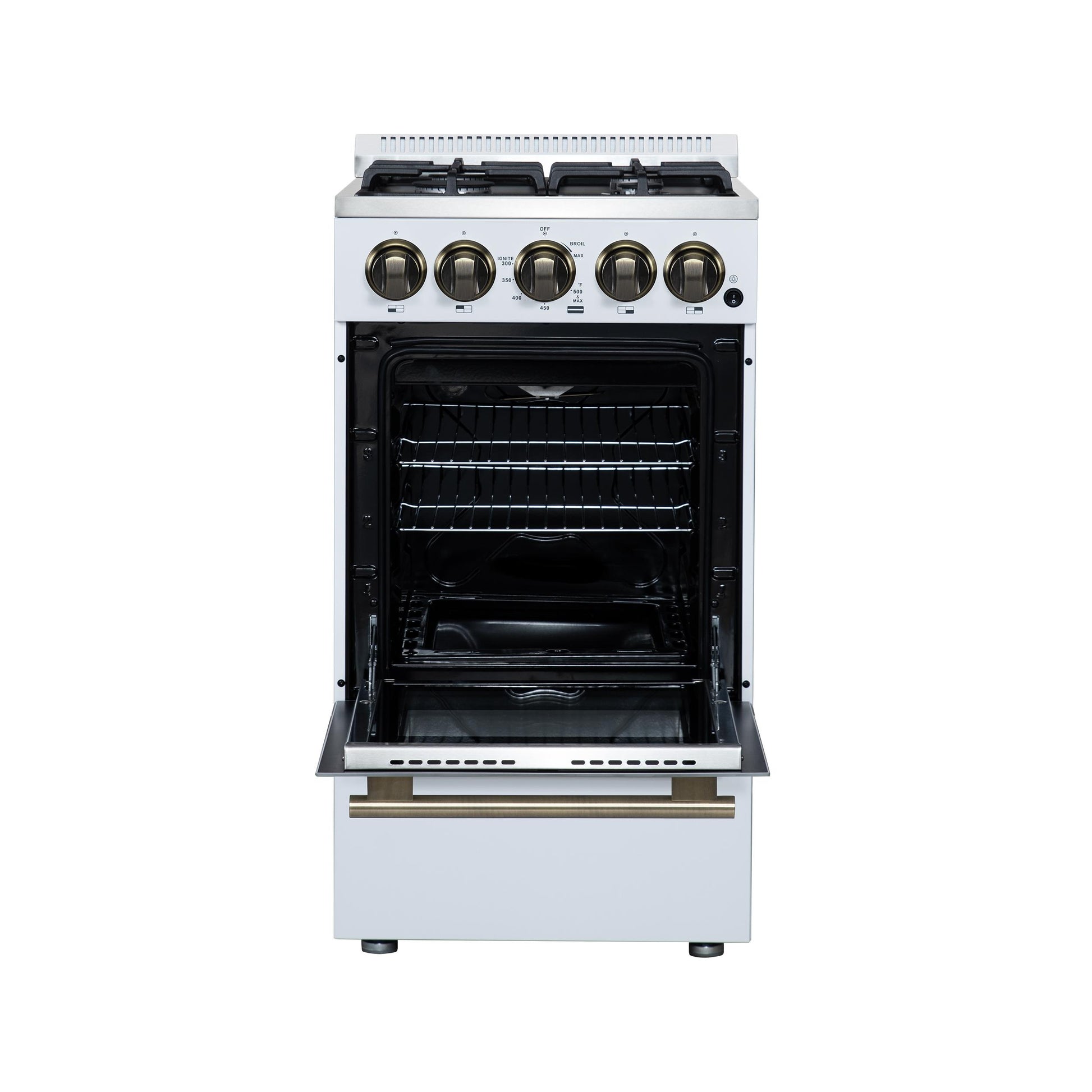 Forno FFSGS626520WHT Forno Lamazze 20 Inch Freestanding Gas Range In White, Compact Design