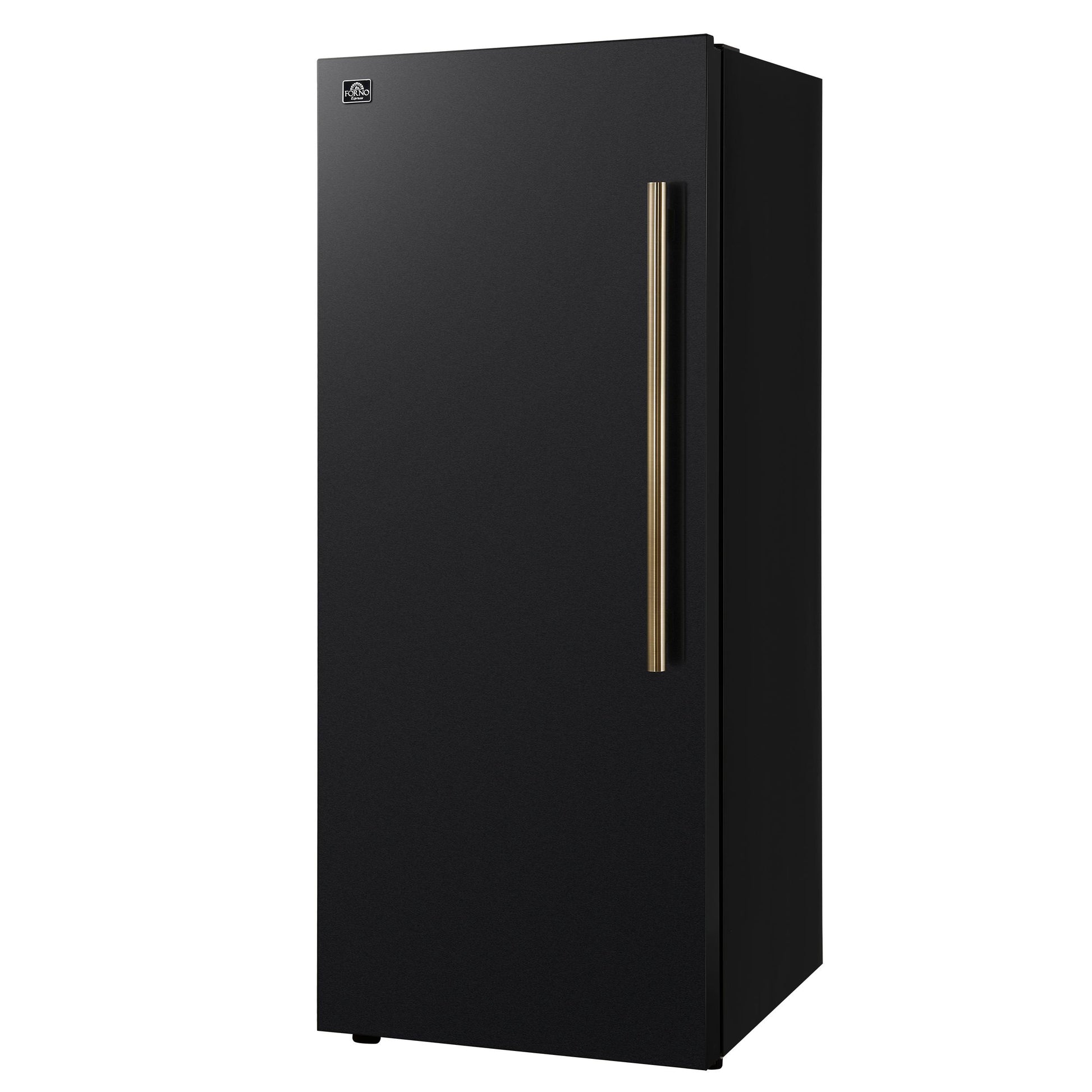 Forno FFFFD172228BLKLS Forno Maderno 28-Inch Convertible Upright Freezer/Refrigerator In Black With Antique Brass Handle, 13.6 Cu.Ft., Left Swing
