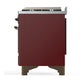 Ilve UM48FQNR3BUBLP Ilve Um48Fqnr3Bublp Majestic Iii 48 Inch Dual Fuel Range With 8 Burners And Griddle, Dual Function Burner Up To 25,000 Btu (Liquid Propane, Solid Door, Burgundy, Burnished)