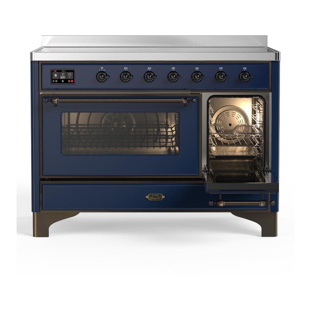 Ilve UMIB48NR3MBB Ilve Umib48Nr3Mbb Majestic Iii 48 Inch Induction Range With 6 Elements, 5.02 Cu. Ft. Total Oven Capacity (Triple Glass Door, Midnight Blue, Burnished)