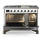 Ilve UM48FNR3RABLP Ilve Um48Fnr3Rablp Majestic Iii 48 Inch Dual Fuel Range With 8 Burners And Griddle, Dual Function Burner Up To 25,000 Btu (Liquid Propane, Triple Glass Door, Ral, Burnished)