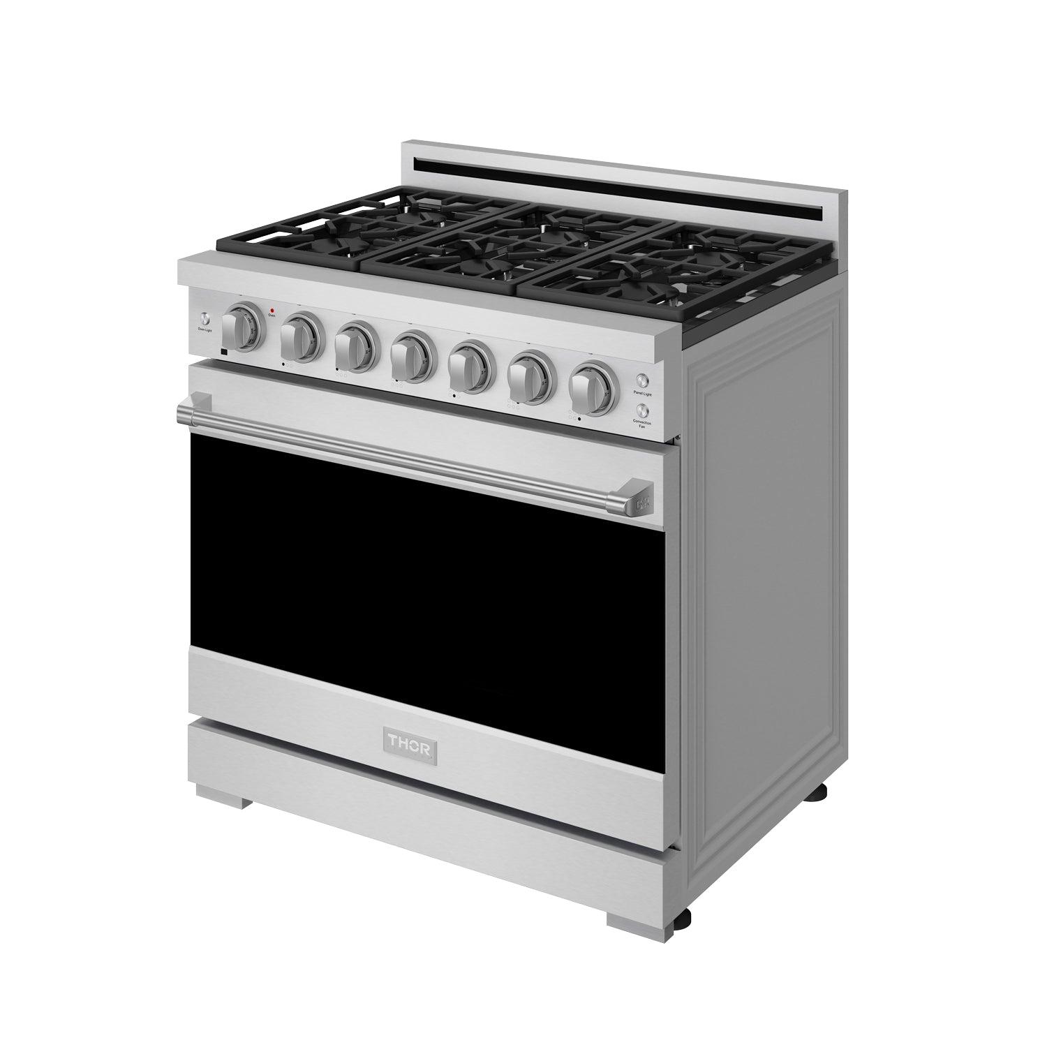 Thor Kitchen RSG36PLP 36 Inch Professional Liquid Propane Range With Precision Knob Control In Stainless Steel Gordon Ramsay Series