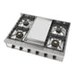 Ilve UHCP36FNSSBLP Ilve Uhcp36Fnssblp Nostalgie Ii 36 Inch Built-In Gas Rangetop With 6 Burners And Griddle, In Stainless Steel (Liquid Propane, Burnished)