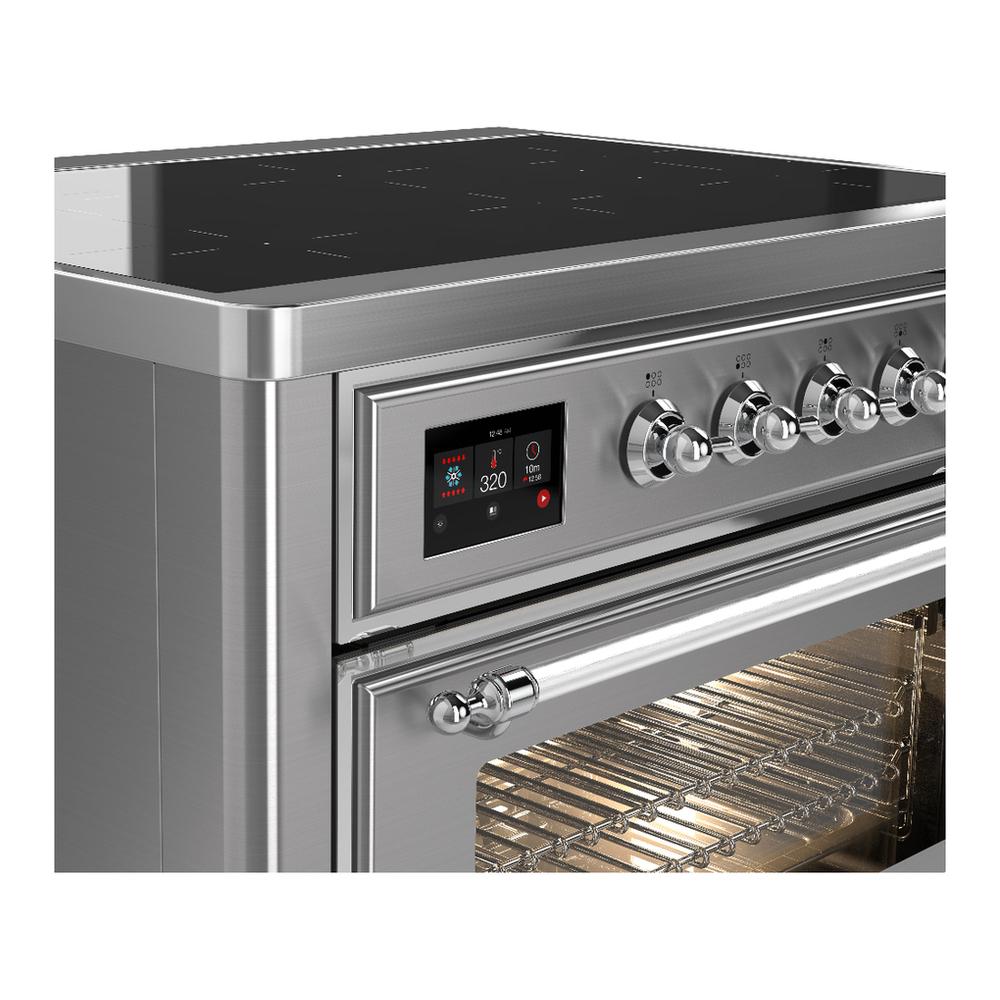 Ilve UMIB36NR3SSC Ilve Umib36Nr3Ssc Majestic Iii 36 Inch Induction Range With 6 Elements, 3.5 Cu. Ft. Total Oven Capacity (Triple Glass Door, Stainless Steel, Chrome)