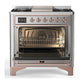 Ilve UM36FNR3SSPLP Ilve Um36Fnr3Ssplp Majestic Iii 36 Inch Dual Fuel Range With 6 Black Brass Burners And Griddle, Dual Function Burner Up To 25,000 Btu (Triple Glass Door, Stainless Steel, Copper, Liquid Propane)