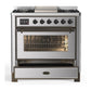 Ilve UM36FNR3SSB Ilve Um36Fnr3Ssb Majestic Iii 36 Inch Dual Fuel Range With 6 Black Brass Burners And Griddle, Dual Function Burner Up To 25,000 Btu (Triple Glass Door, Stainless Steel, Burnished, Natural Gas)