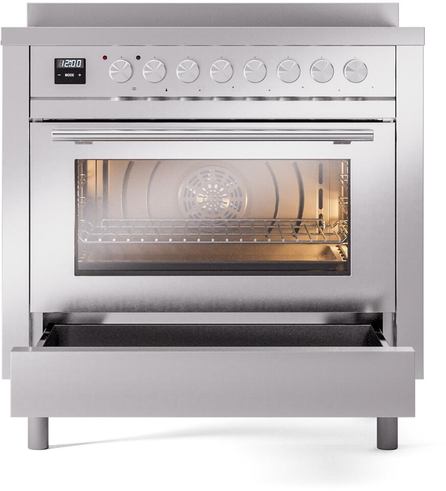 Ilve UPI366WMPSS Professional Plus Ii 36 Inch Electric Freestanding Range In Stainless Steel With Trim