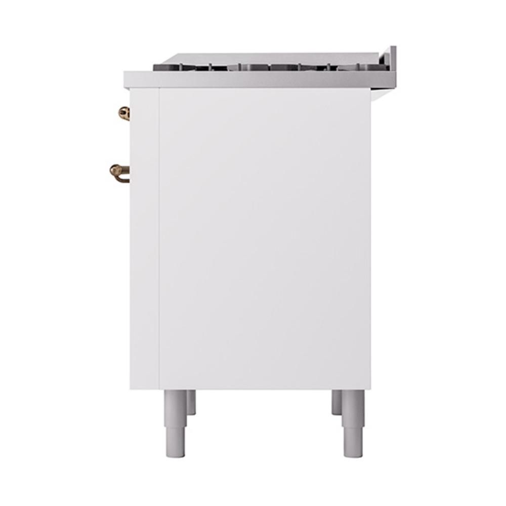 Ilve UN36FQNMPWHB Ilve Un36Fqnmpwhb Nostalgie Ii Noblesse 36" Dual Fuel Range (Natural Gas, Solid Door, White, Burnished)