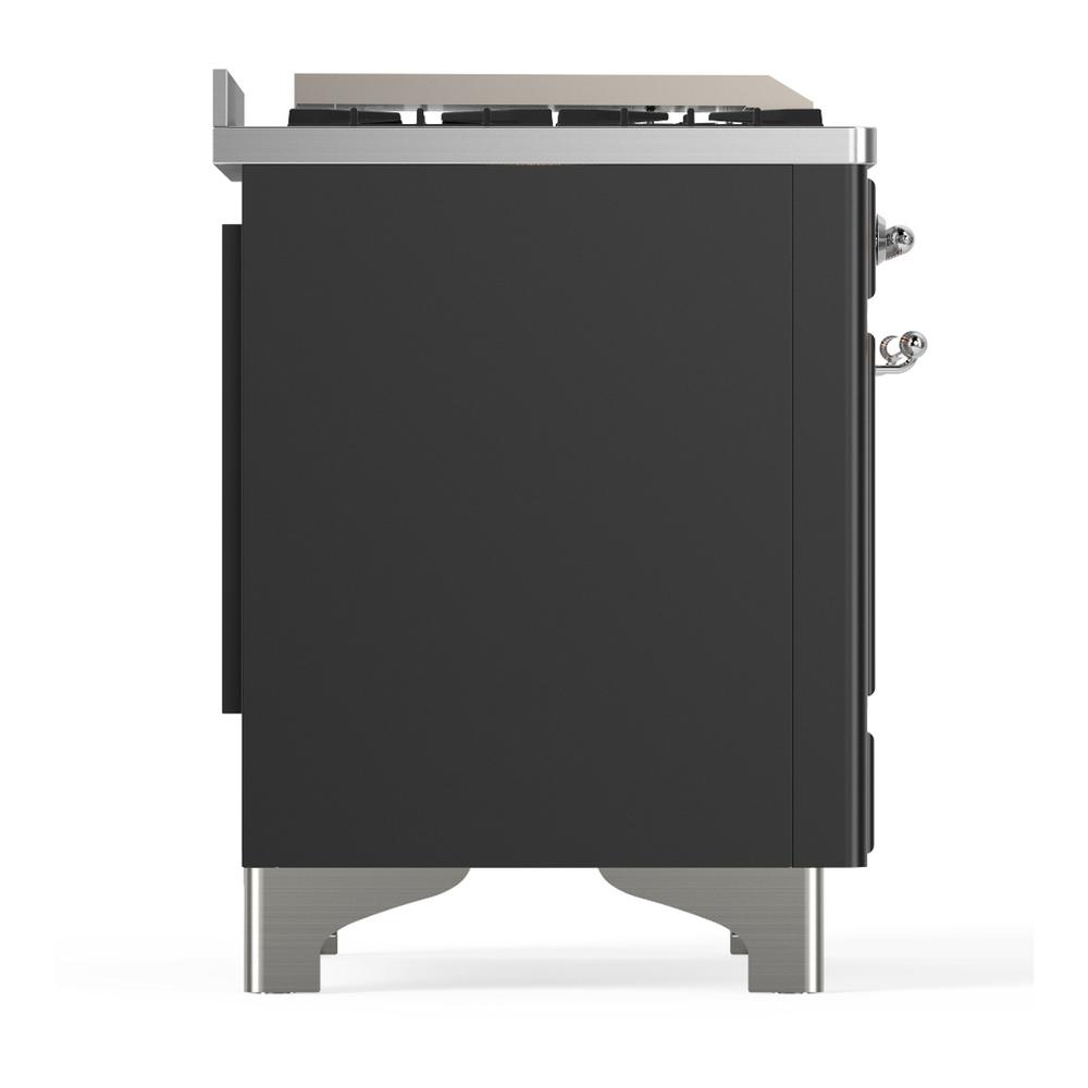 Ilve UM60FSQNR3MGCLP Ilve Um60Fsqnr3Mgclp Majestic Iii 60 Inch Dual Fuel Range With 7 Burners, Griddle And French Top, Dual Function Burner With Up To 25,000 Btu (Liquid Propane, Solid Door, Graphite Matte, Chrome)