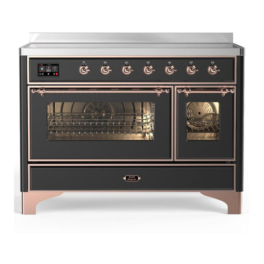 Ilve UMIB48NR3MGP Ilve Umib48Nr3Mgp Majestic Iii 48 Inch Induction Range With 6 Elements, 5.02 Cu. Ft. Total Oven Capacity (Triple Glass Door, Graphite Matte, Copper)