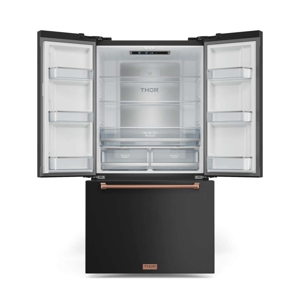 Thor Kitchen RF3621CTD00RSG 36 Inch 20.3 Cu Ft French Door Counter Depth Refrigerator With Ice Maker In Black/Rose Gold Gordon Ramsay Series - Rf3621Ctd00-Rsg