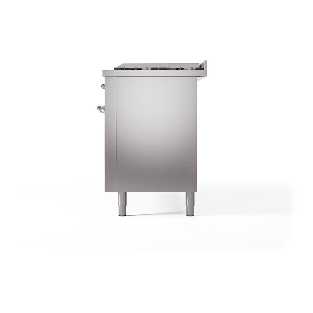 Ilve UN60FQNMPSSCLP Ilve Un60Fqnmpssclp Nostalgie Ii Noblesse 60" Dual Fuel Range (9 Sealed Burners + Griddle, Liquid Propane, Solid Door, Stainless Steel, Chrome)