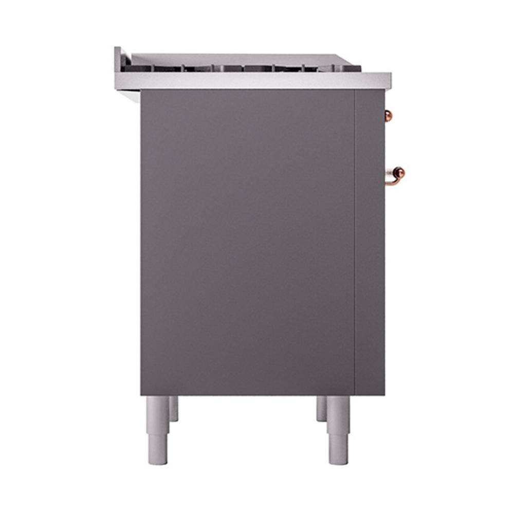 Ilve UN36FQNMPMGP Ilve Un36Fqnmpmgp Nostalgie Ii Noblesse 36" Dual Fuel Range (Natural Gas, Solid Door, Graphite Matte, Copper)