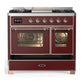 Ilve UMD40FNR3BUP Ilve Umd40Fnr3Bup Majestic Iii 40 Inch Dual Fuel Range With 6 Burners And Griddle, Dual Function Burner Up To 25,000 Btu (Natural Gas, Triple Glass Door, Burgundy, Copper)