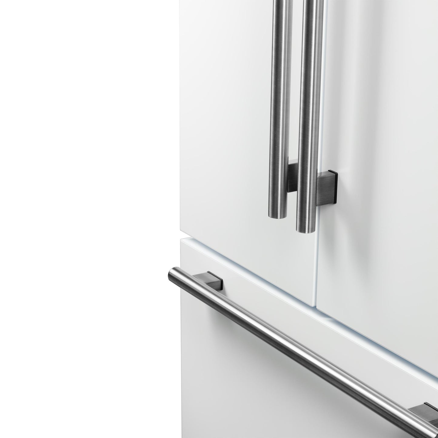 Forno FFFFD178336WHT Forno Rivello 36 Inch French Door Refrigerator In White With Antique Brass, Internal Water Dispenser, Filtered Ice, Adjustable Shelves, Energy Star Certified